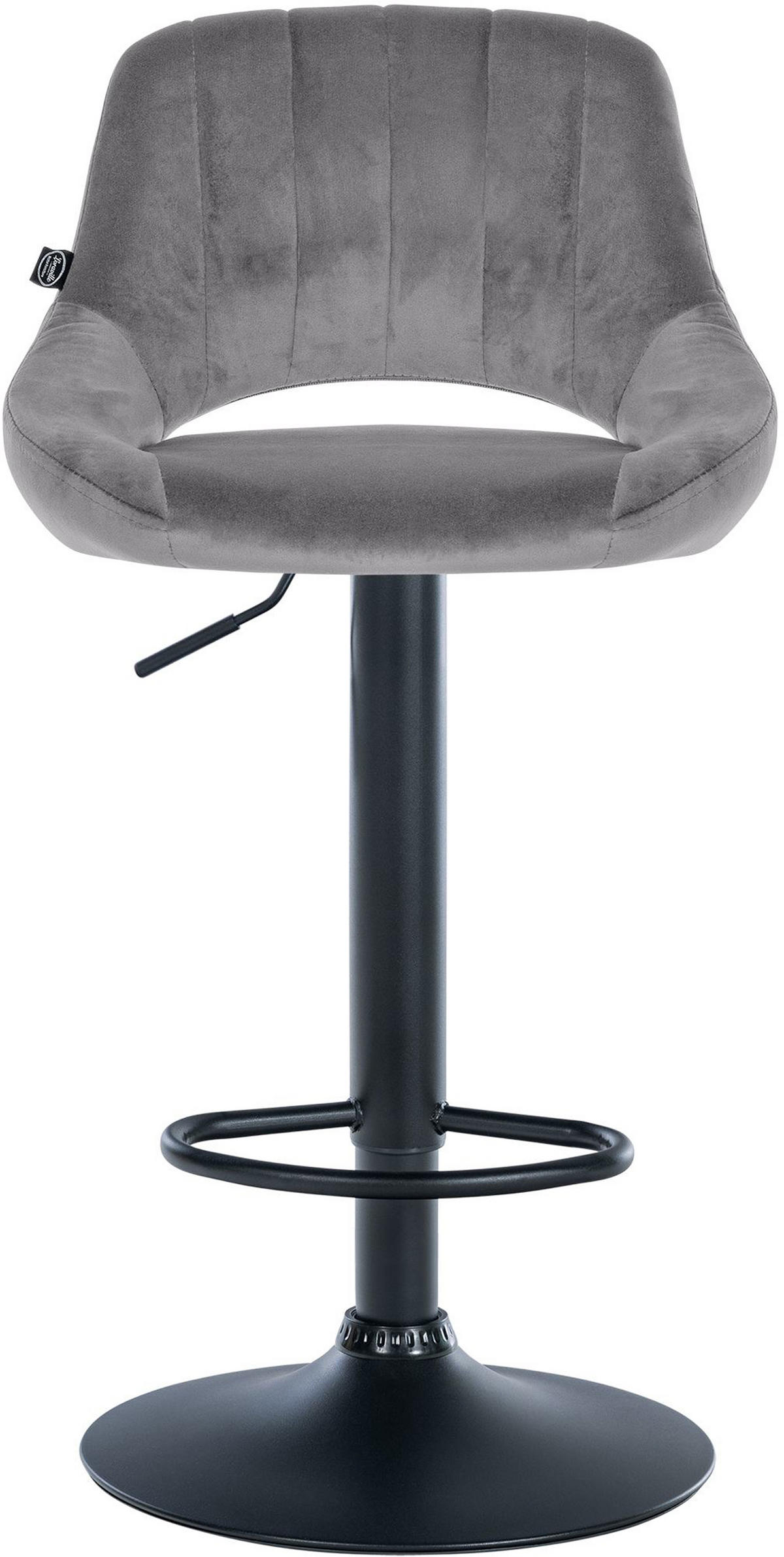 BARHOCKER 2er Set Milos Samt B dunkelgrau - Schwarz/Grau, Textil/Metall (47/106/48cm) - TPFLiving
