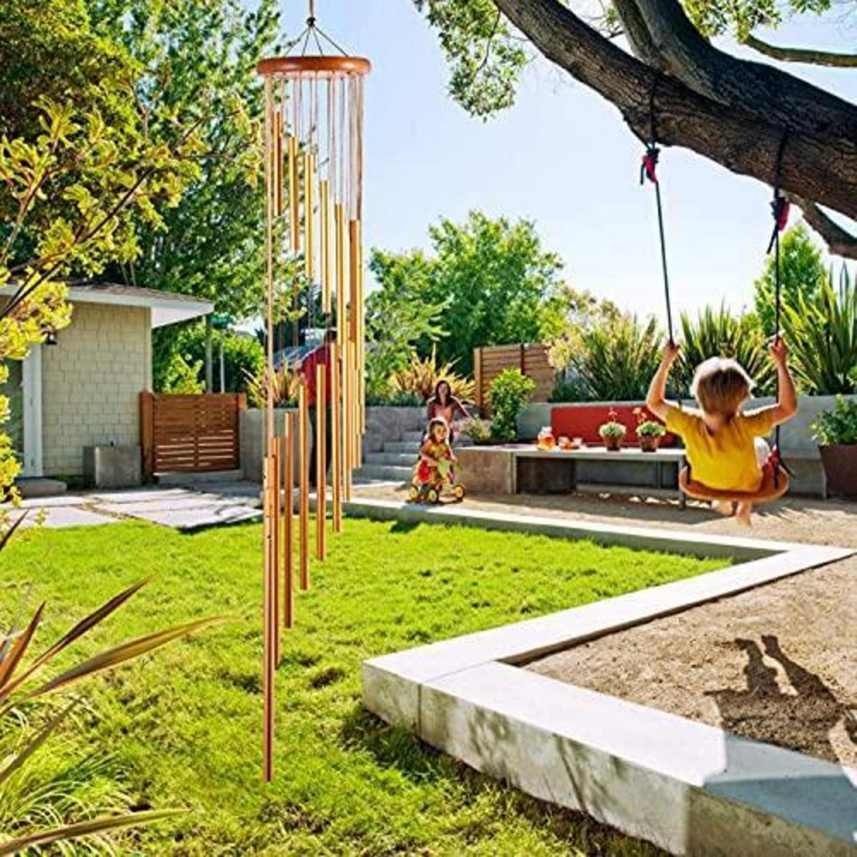 WINDSPIEL 89 cm goldfarben Aluminiumlegierung - Goldfarben, Metall (89.9/15/15cm)