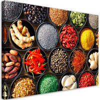 WANDBILD kräuter gewürze für die küche - Multicolor, Textil (60/40cm) - Feeby
