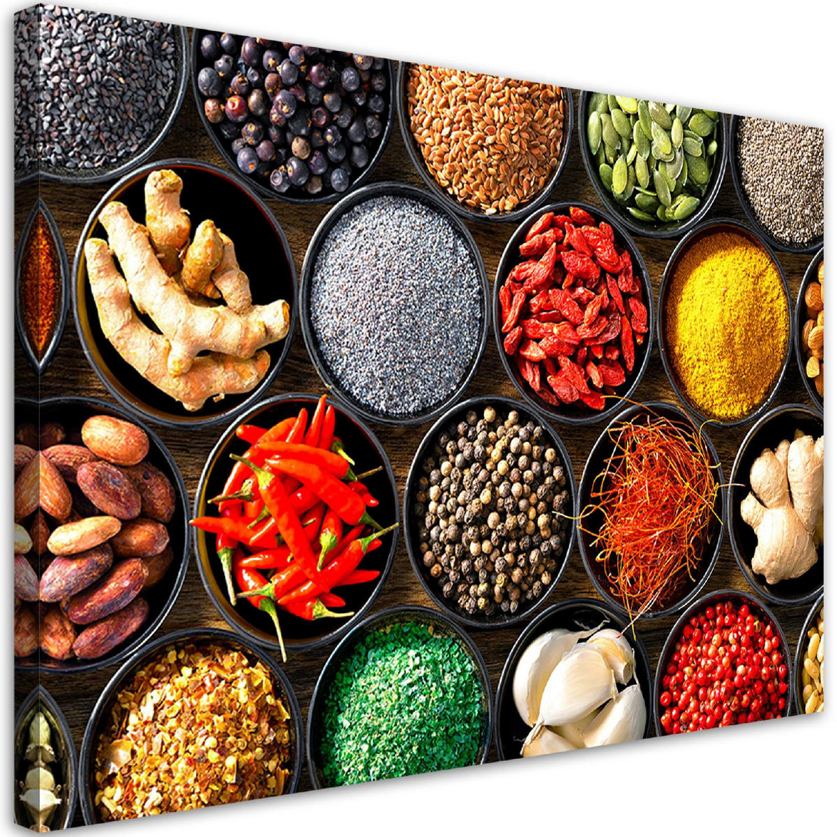 WANDBILD kräuter gewürze für die küche - Multicolor, Textil (60/40cm) - Feeby