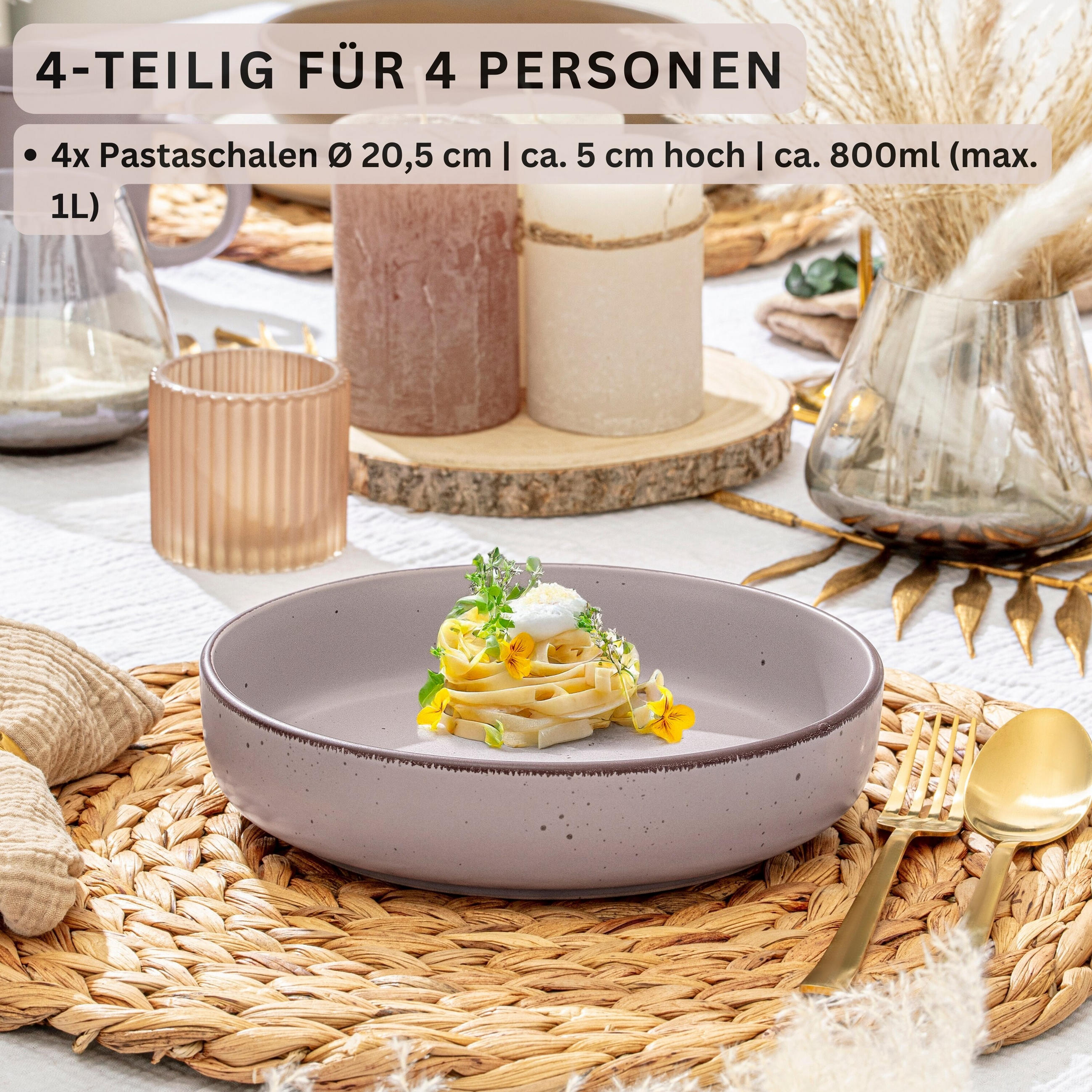 PASTASCHALEN BOMBAY BASALT - 4 teilig aus Steingut - Lila, Stein (20.5cm) - Sänger