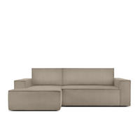 ECKSCHLAFSOFA-LINKS NAPI in Pet Friendly Cord-Stoff, beige - Beige/Schwarz, Textil (262/148cm) - KONSIMO®