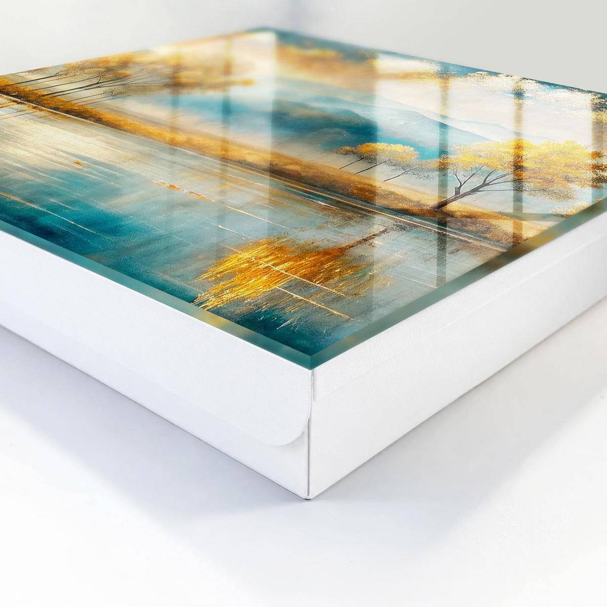 SCHLÜSSELBOX Weiß 30x30 cm – Türöffnung nach rechts - Herbstliche Harmonie - Gelb, Metall (30/30/5cm) - TULUP