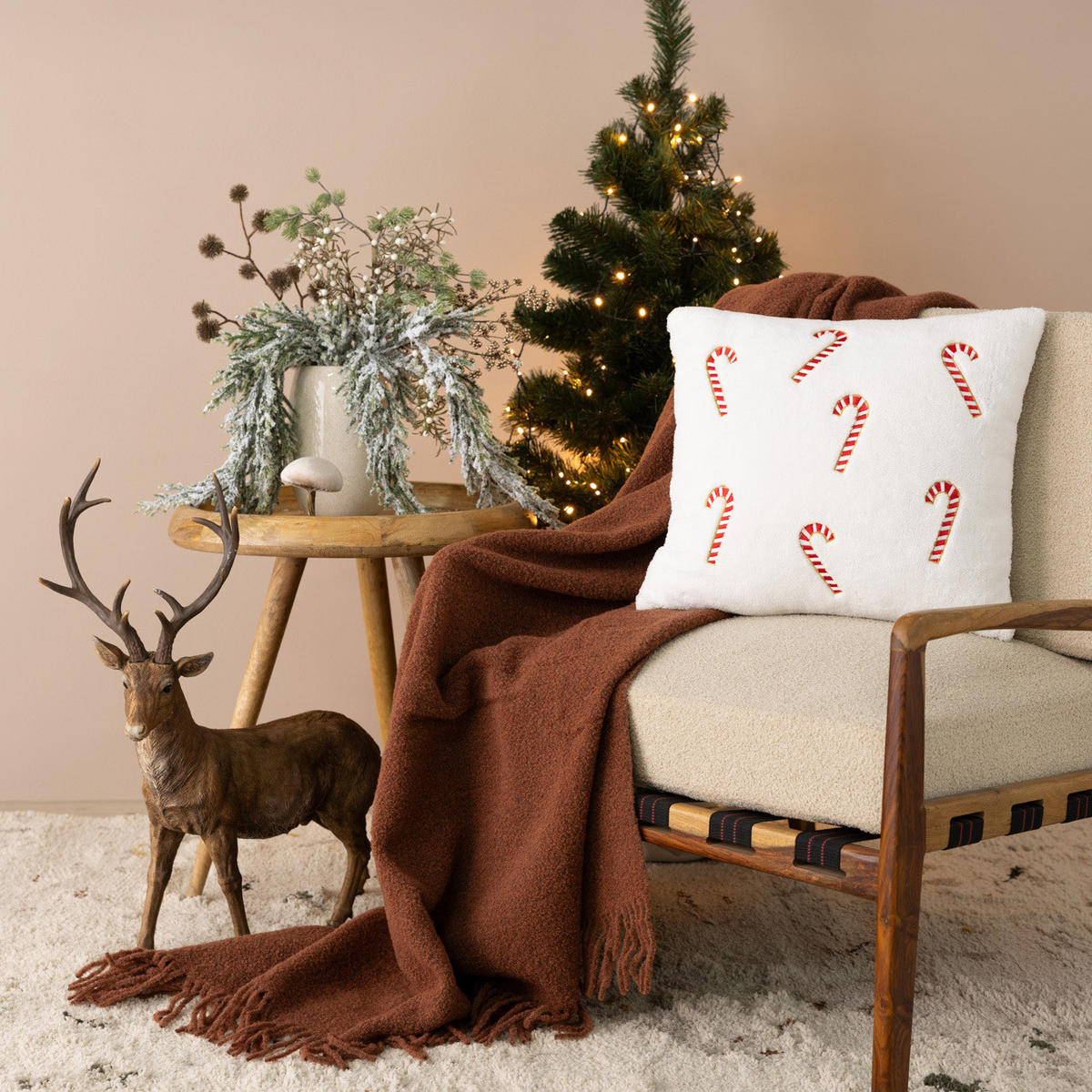 KISSENHÜLLE Peppermint Delight 43x43 cm - Beige, Textil (43/1cm) - Dekoria