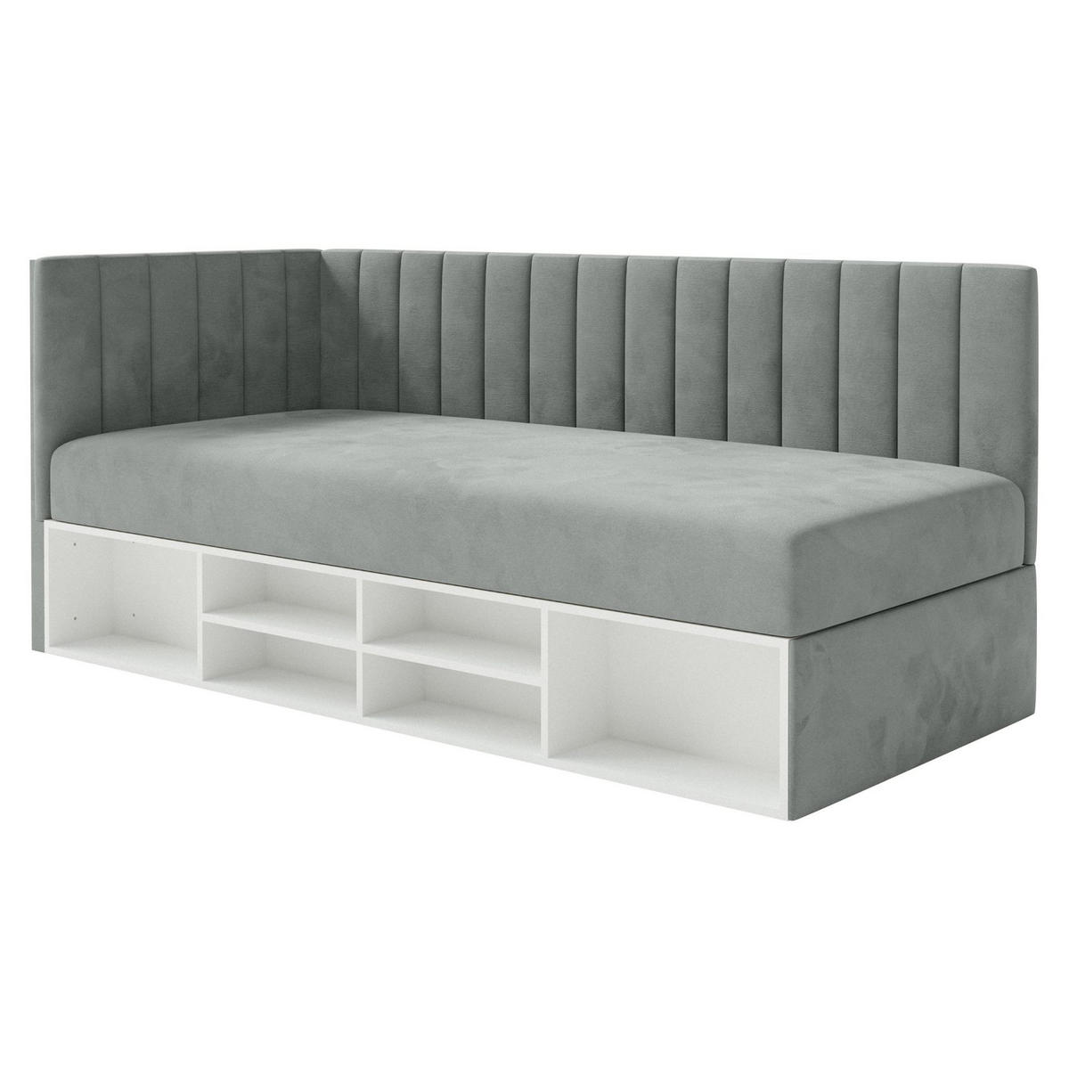 JUGENDBETT Ventrio Grau Easy-Clean-Samtbezug 90x200 cm - Grau, Holz/Textil (90/200cm) - Selsey