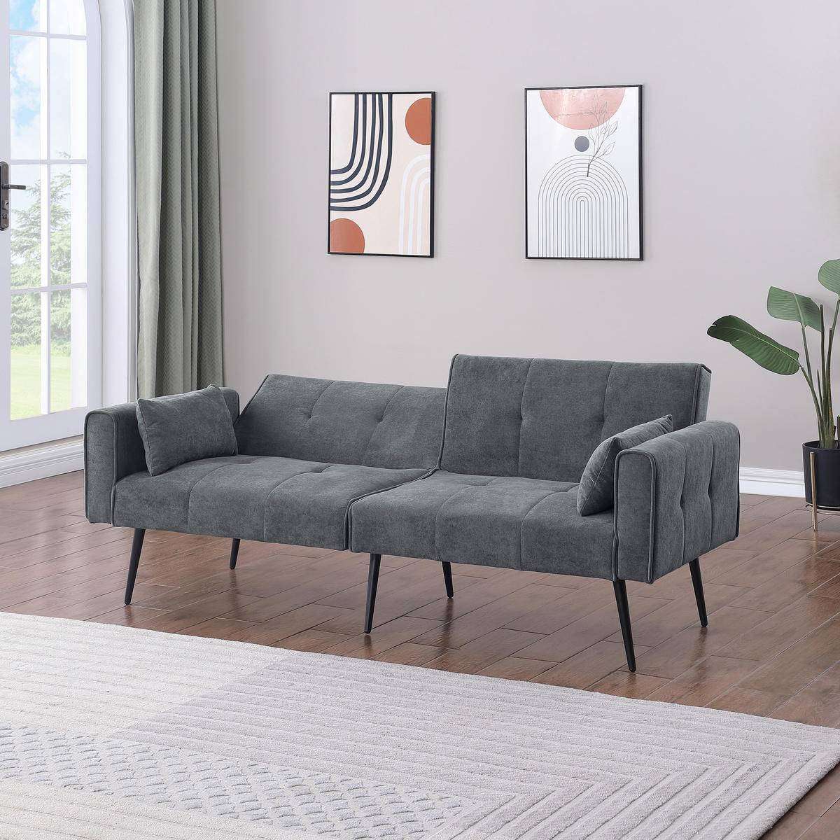 SCHLAFSOFA 175/71/71 cm Grau Cord - Grau, Textil (175/71/71cm) - Oxeza