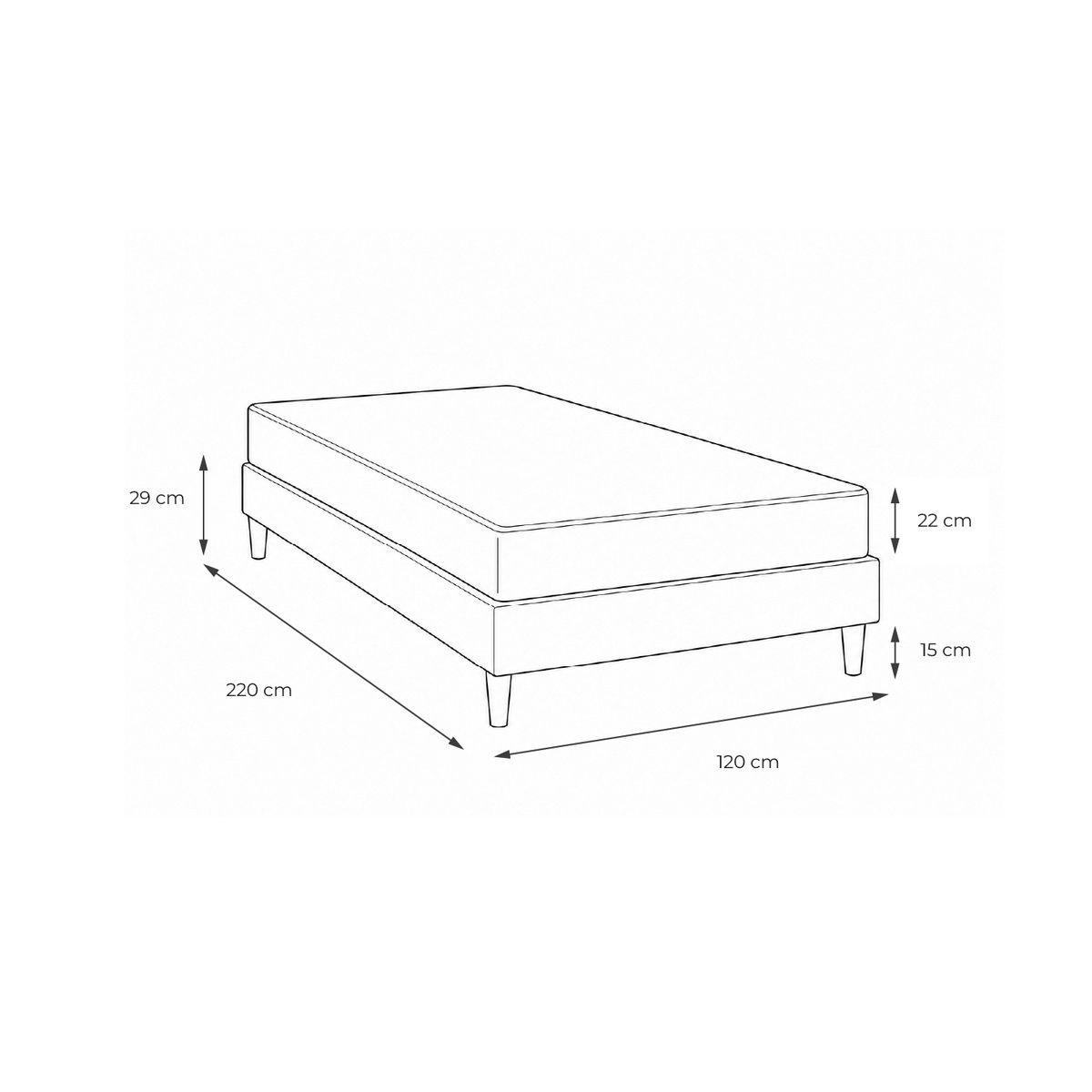 BETT Lancaster Taschenfederkern und Memory-Schaum 120 x 220 cm h3 - Kit Bettgestell Weiß - Beige/Weiß, Karton/Holz (120/220cm) - ROYAL PALACE BEDDING