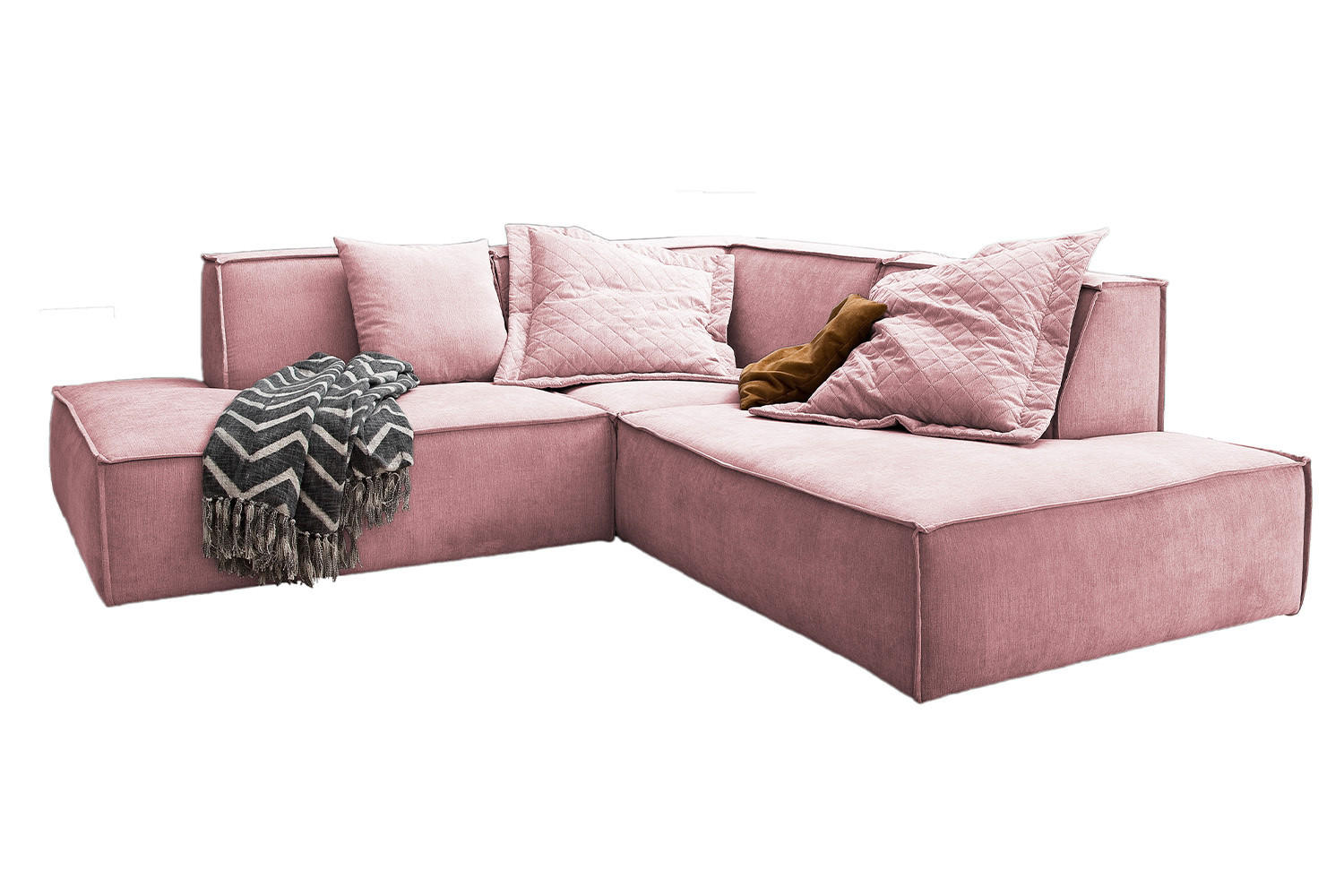 ECKSOFA SAMU Pink Webstoff - Pink/Schwarz, Textil (226/224cm) - KAWOLA