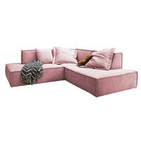 ECKSOFA SAMU Pink Webstoff - Pink/Schwarz, Textil (226/224cm) - KAWOLA