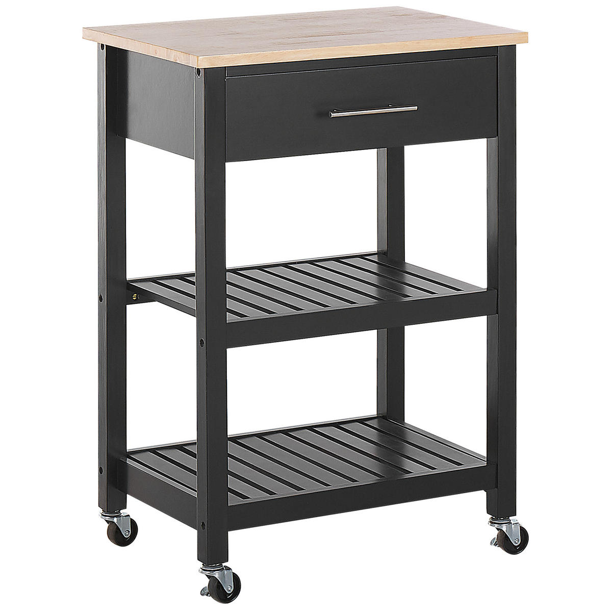 SERVIERWAGEN Schwarz Hiuma - Hellbraun/Schwarz, Holz (58/85/40cm) - Beliani