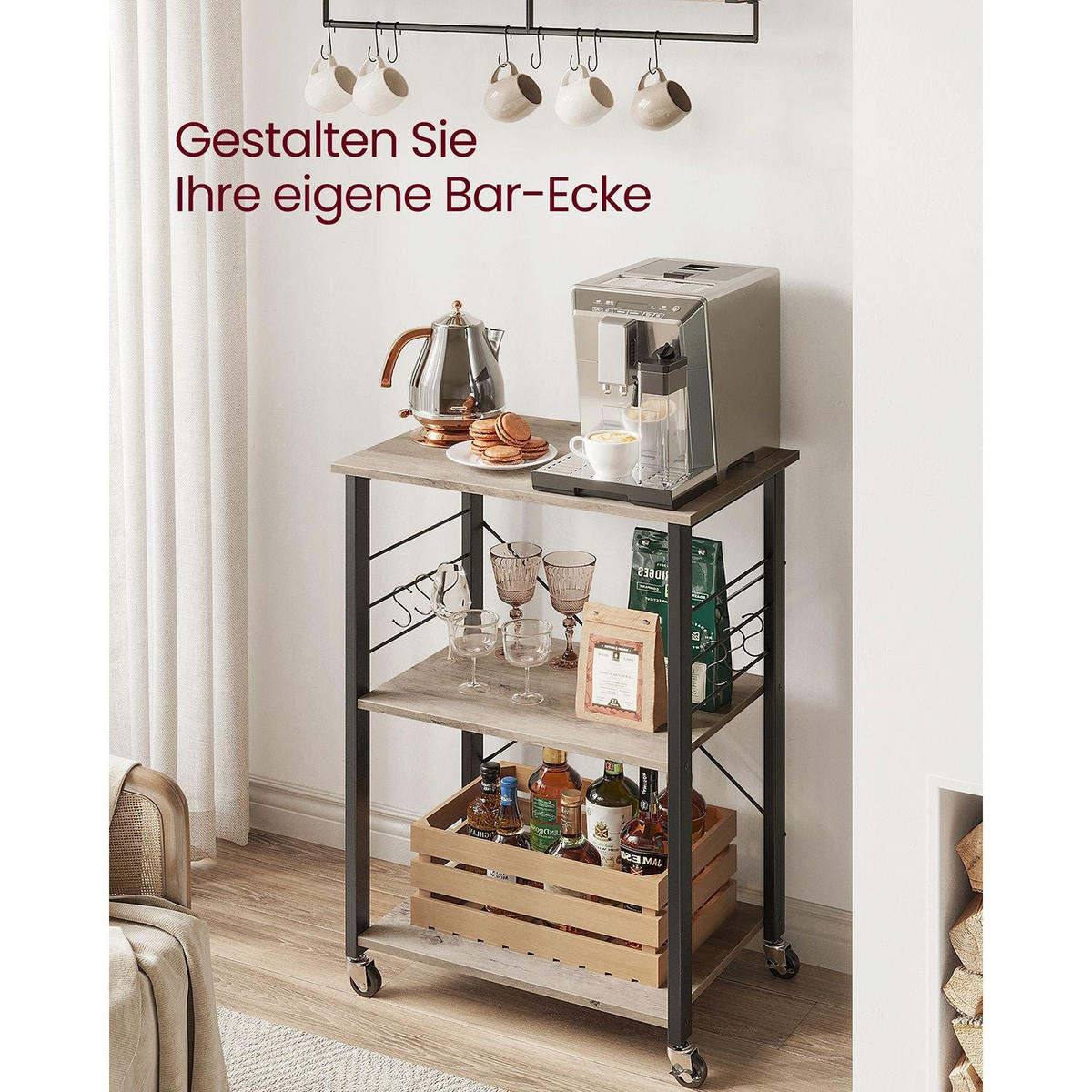 KÜCHENREGAL LISBON - Schwarz, Holzwerkstoff (60/89/40cm) - Hansiro