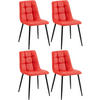 STUHL 4er Set Lederlook rot - Rot/Schwarz, Textil/Metall (45/84/55cm) - CLP