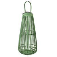 LATERNE Lucie grün 33/33/90 cm Korbgeflecht - Grün, Holz (33/90/33cm) - Mondex