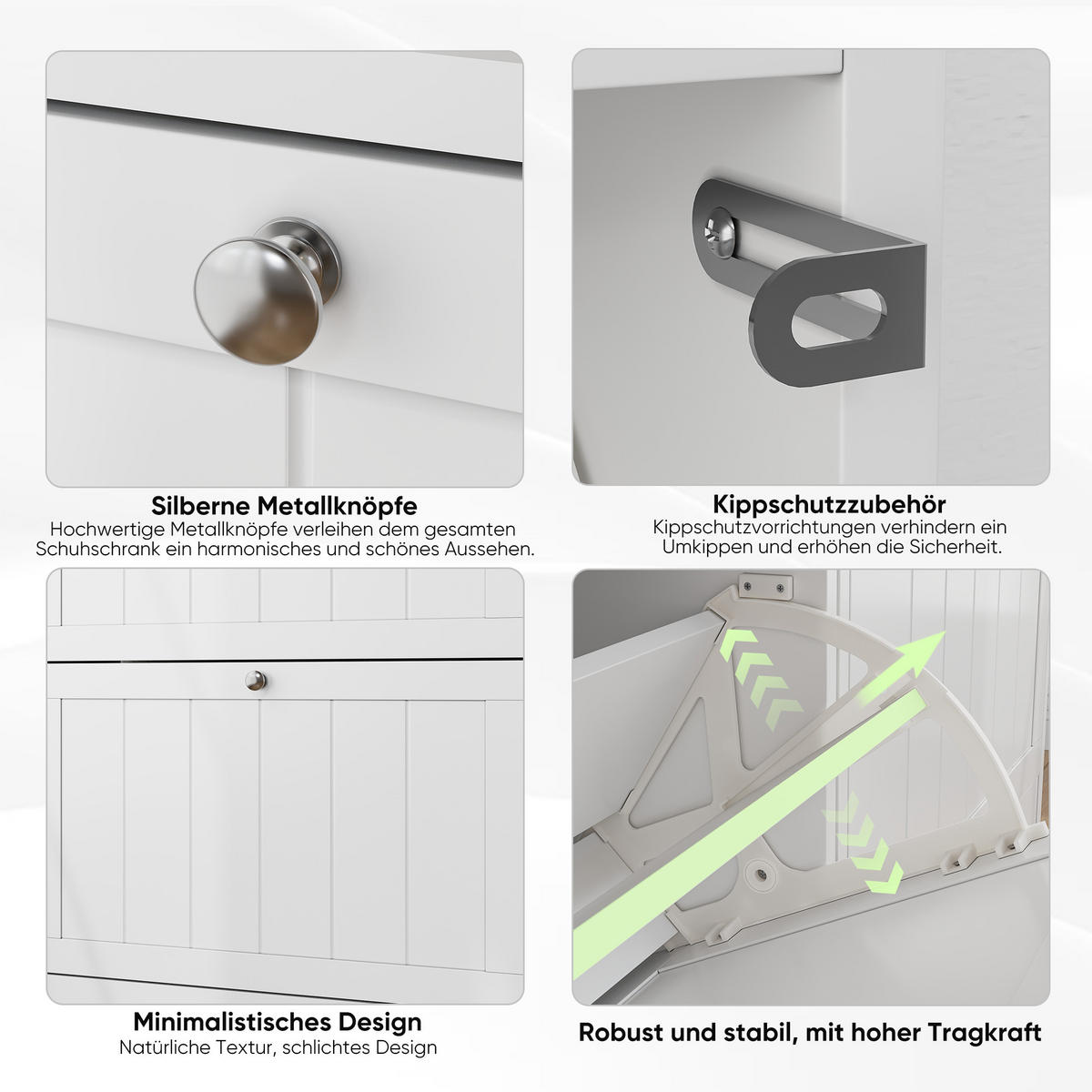 SCHUHSCHRANK aus MDF & Spanplatte in Weiß mit 2 Klappschubladen - Weiß, Holzwerkstoff (60/80/24cm) - Modfu