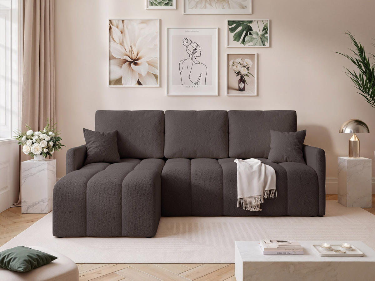 ECKSOFA LUPOO mit Schlaffunktion und Bettkasten Anthrazit - Anthrazit, Holzwerkstoff/Kunststoff (213/152cm) - Idohome
