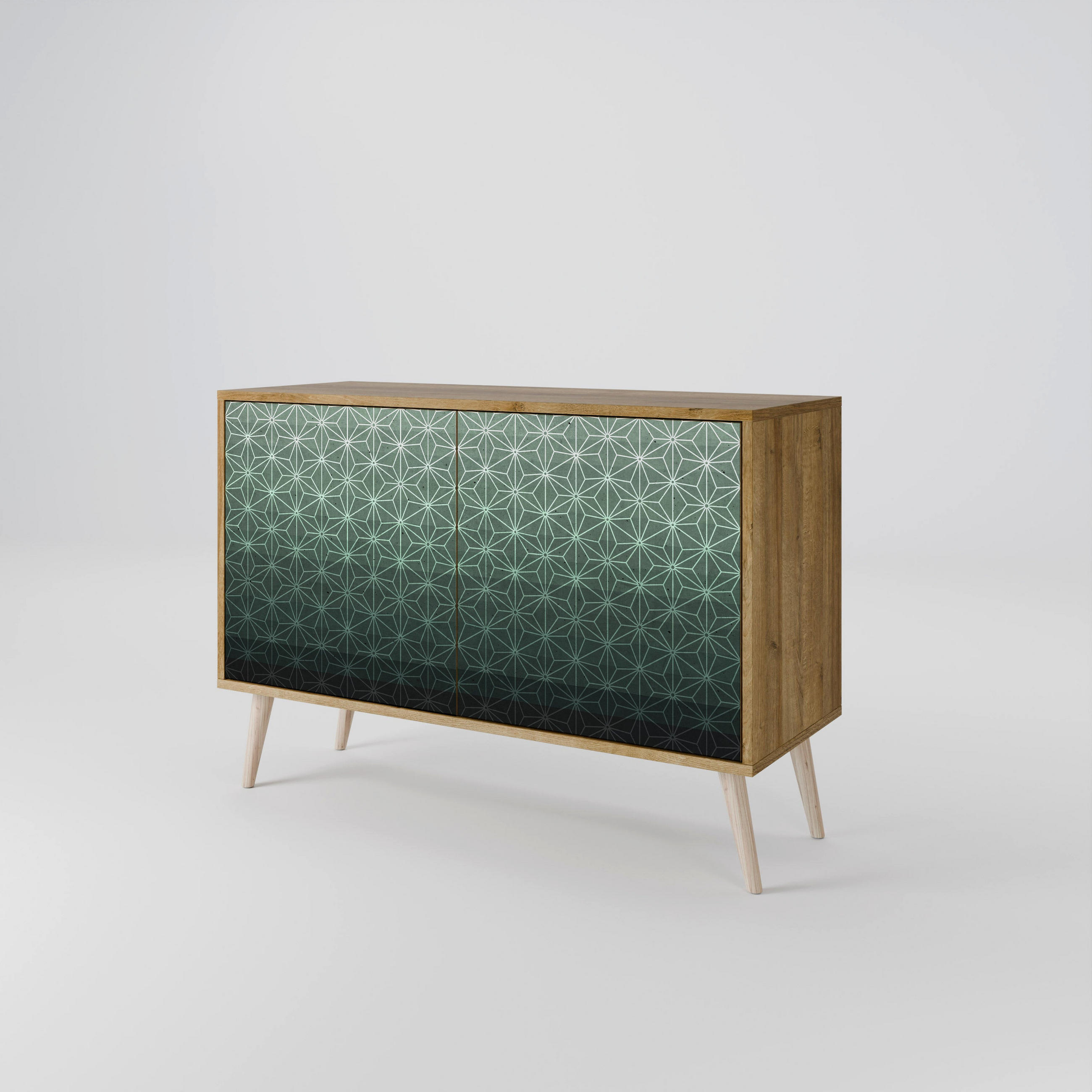 SIDEBOARD ORNAMENTAL GLIMMER, Eicheneffekt, 111x42x77,5 cm, 2 Türen - Eichefarben/Buchefarben, Holzwerkstoff/Buchenholz (111/77.5/42cm) - SpaceRebels