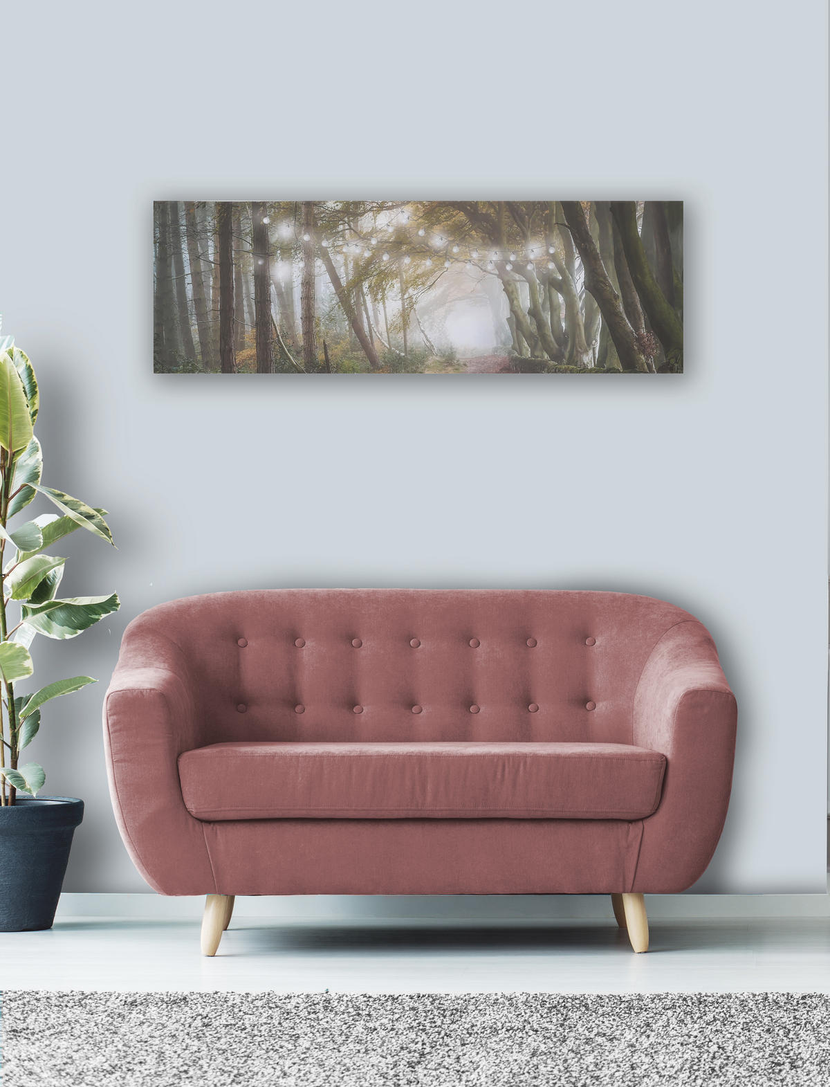 LEINWANDBILD - Waldspaziergang - 30x90cm - Braun, Holzwerkstoff (90/1cm) - Art for the Home