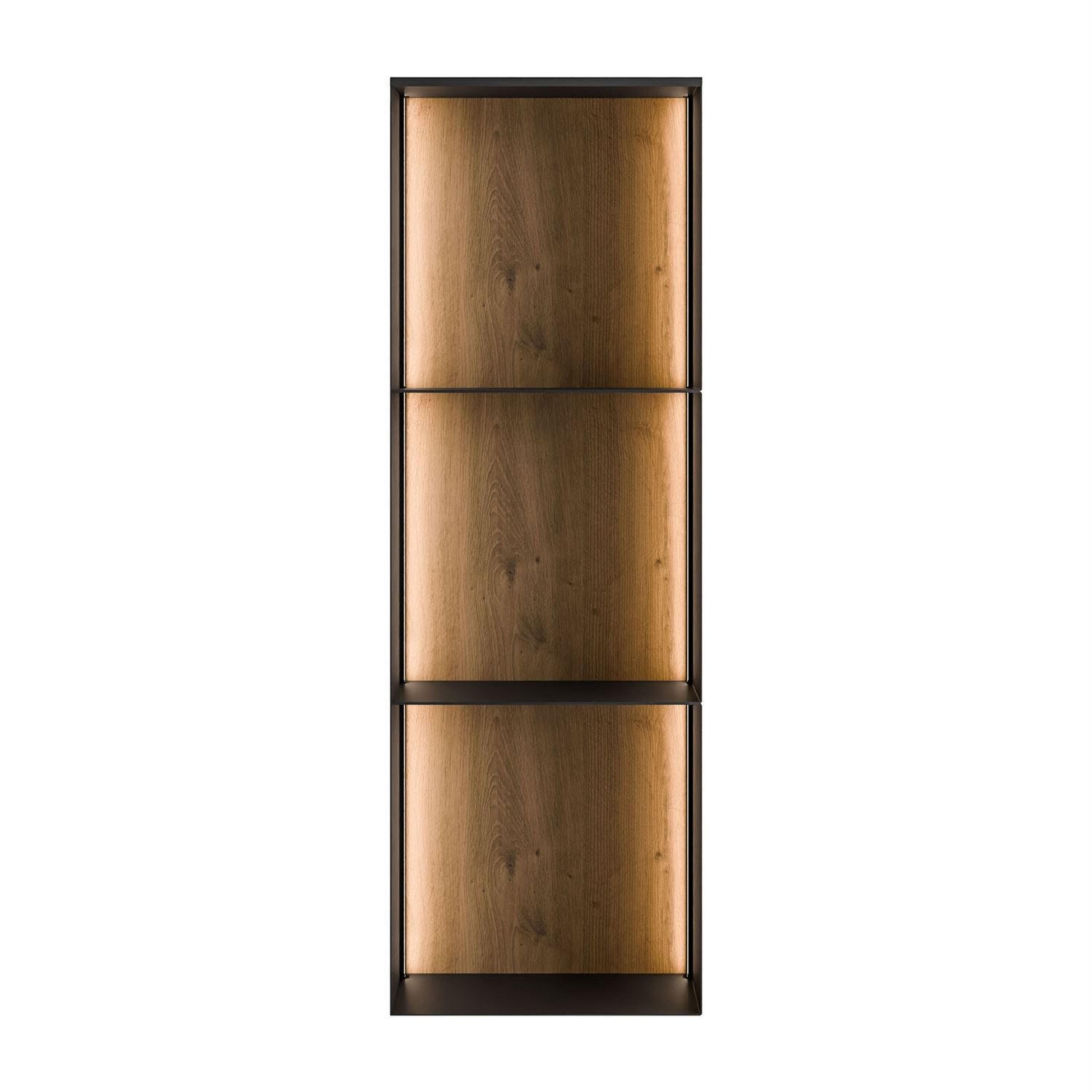 METALLREGAL QUADRO III mit LED-Beleuchtung - Schwarz/Eiche Artisan, Holzwerkstoff (99/33/20cm) - Lookway