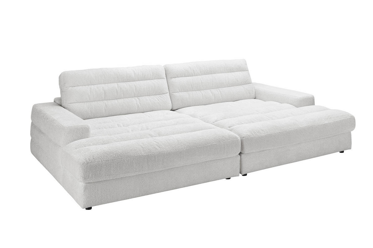 BIG SOFA LANA Hellgrau Webstoff - Hellgrau/Schwarz, Textil (296/83/178cm) - KAWOLA