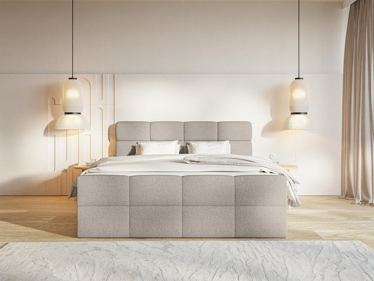 BOXSPRINGBETT ALZEA 140x200 cm, Grau - Grau, Textil (140/200cm) - Fedve