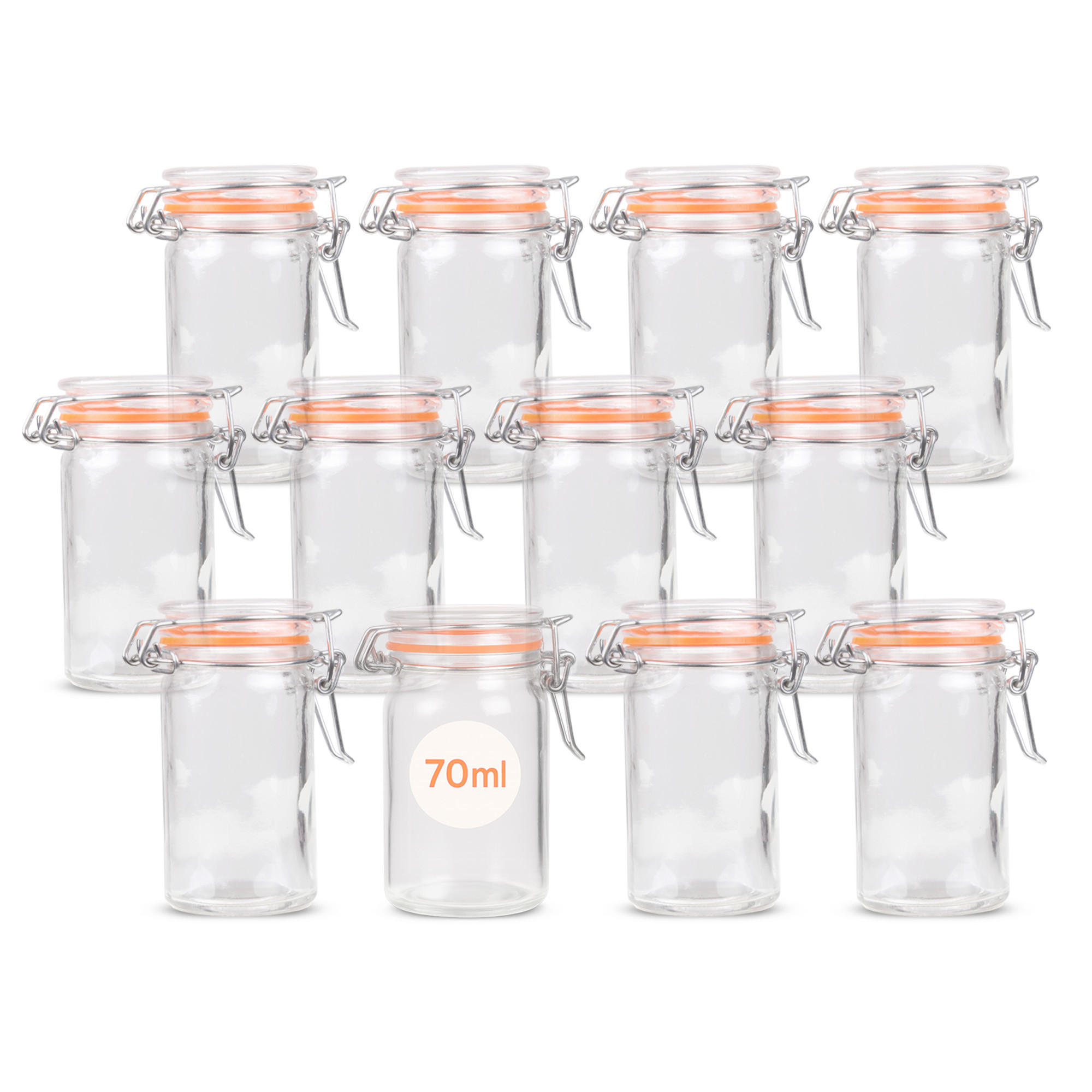 EINMACHGLAS-SET mit Bügelverschluss 70ml 12er-Pack - Transparent, Glas (0.07L)
