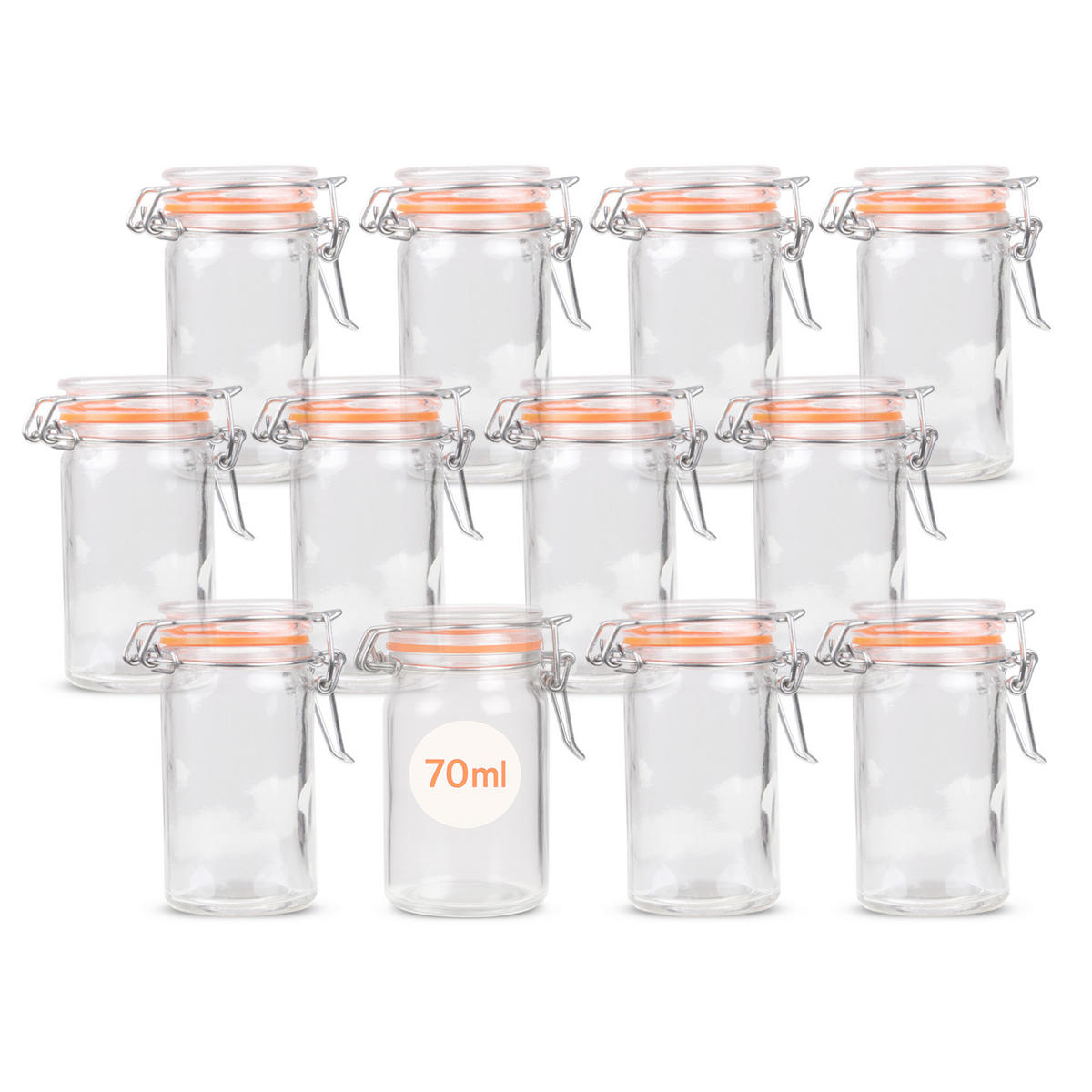 EINMACHGLAS-SET mit Bügelverschluss 70ml 12er-Pack - Transparent, Glas (0.07L)