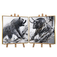 GEMÄLDE Wilder Impuls Schattenfugenrahmen Gold 80x80 cm - Goldfarben, Holz (80/80cm) - YS-art gallery