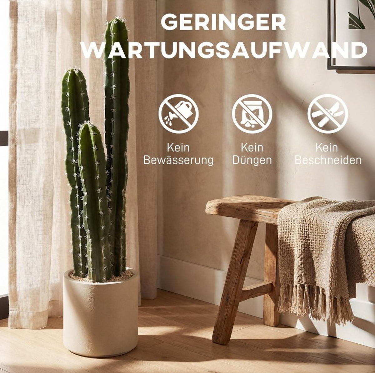 KUNSTPFLANZEN 22/22/95 cm grün aus Kunststoff mit dekorativem Topf - Grün, Kunststoff (95cm) - OKWISH