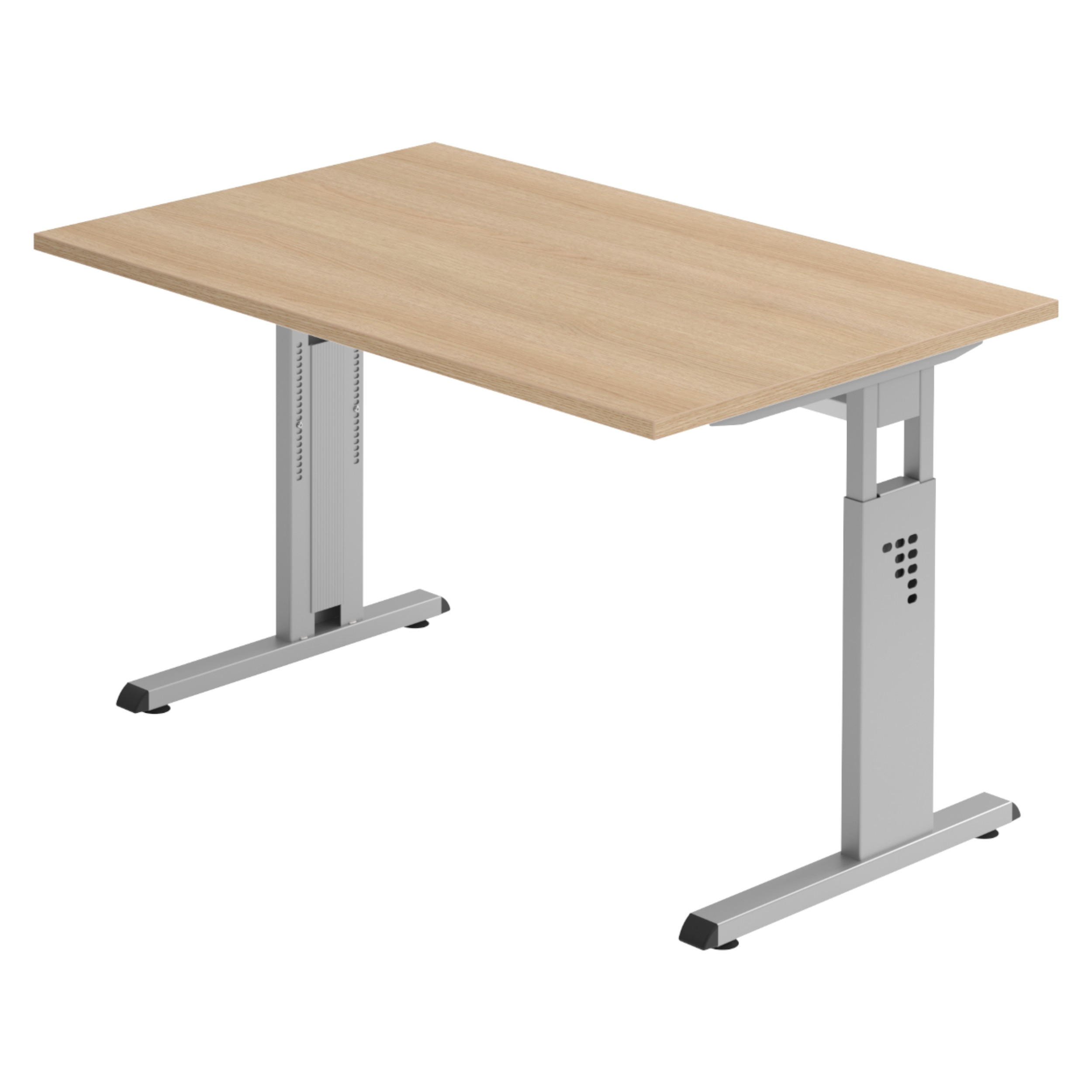 SCHREIBTISCH Serie-O 80/120/74 cm in Eichefarben/Silberfarben - Eichefarben/Silberfarben, Holzwerkstoff (80/120/74cm) - bümö