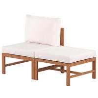LOUNGESET - 2-teilig - Akazie massiv / Polyester - Braun / Beige - Beige/Braun, Holz/Textil - home24