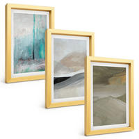 BILDER SET 3er Set - 20x30 cm Goldrahmen - Gemalte abstrakte Dekorationen - Goldfarben, Kunststoff (20/30cm) - TULUP