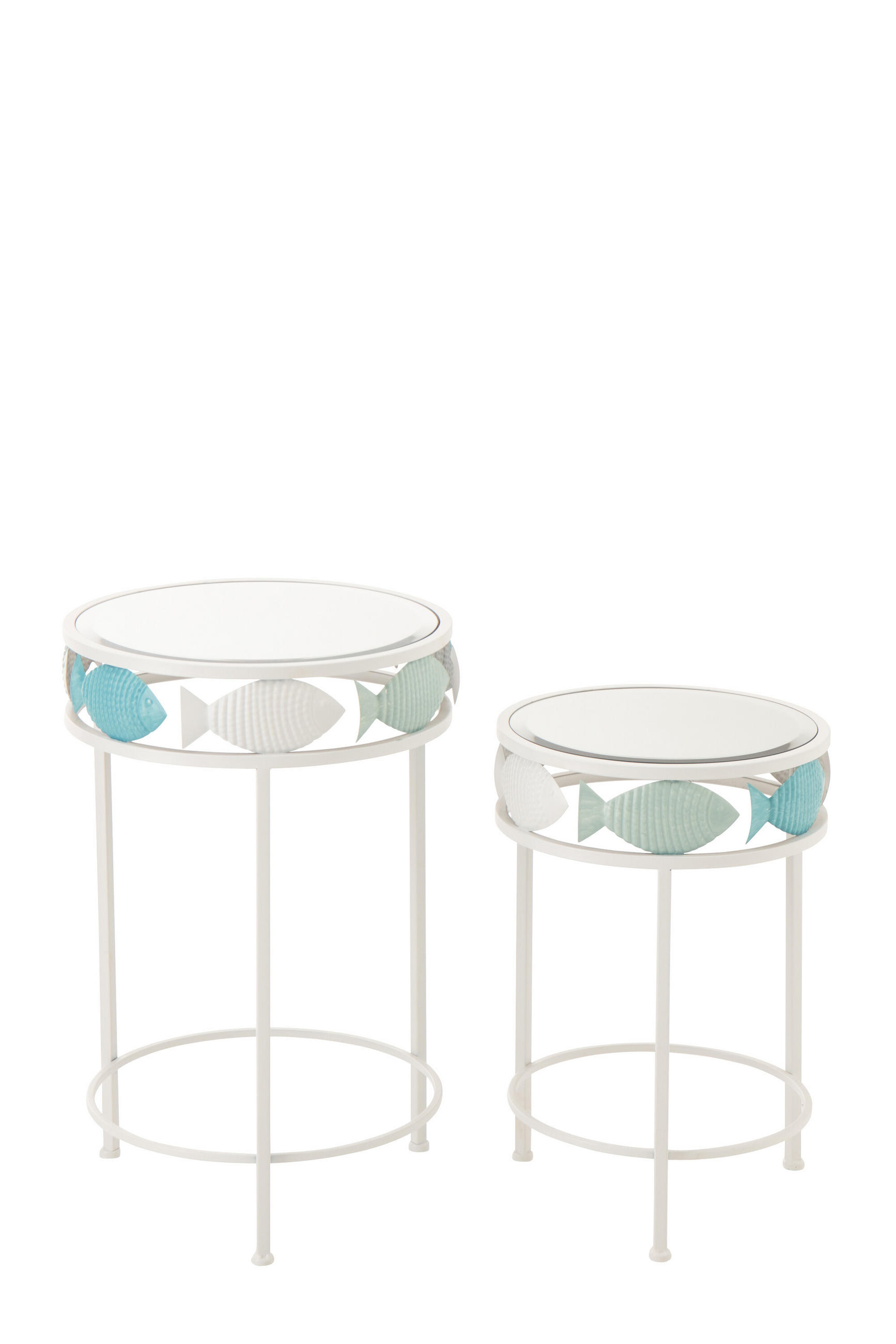 BEISTELLTISCH FISCH Blau - Blau, Metall (38/38/59.4cm) - J-Line