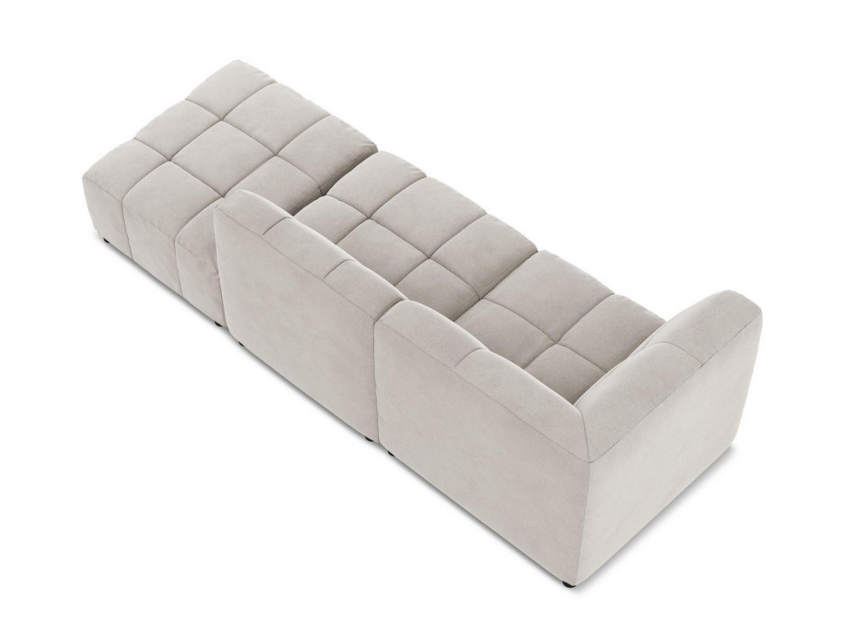 ECKSOFA Rechts Samt Stoff Beige - Creme/Schwarz, Holzwerkstoff/Kunststoff (240/90cm) - Makamii