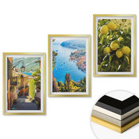 WANDBILDER 3er Set - 40x60 cm Goldrahmen - Straßen am Meer, ein Meer aus Zitronen - Goldfarben, Kunststoff (40/60cm) - ArtPrintCave