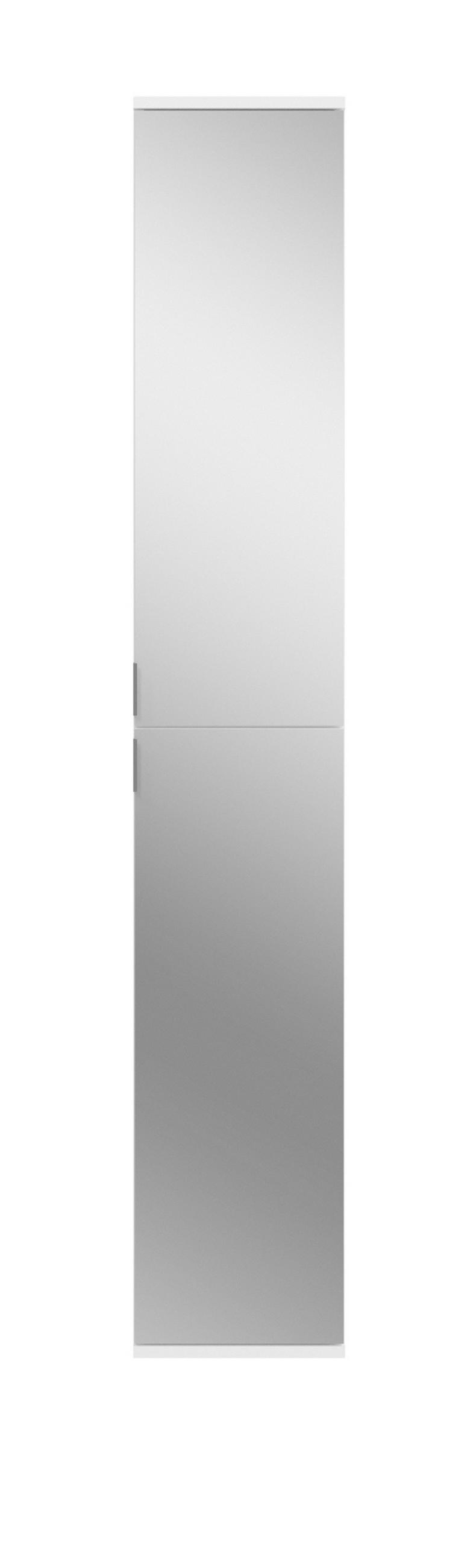 SCHUHSCHRANK weiß 30 cm 2-türig, Flurschrank mit Spiegel - Chromfarben/Weiß, Holzwerkstoff/Metall (30/193/34cm) - Inn.Furn