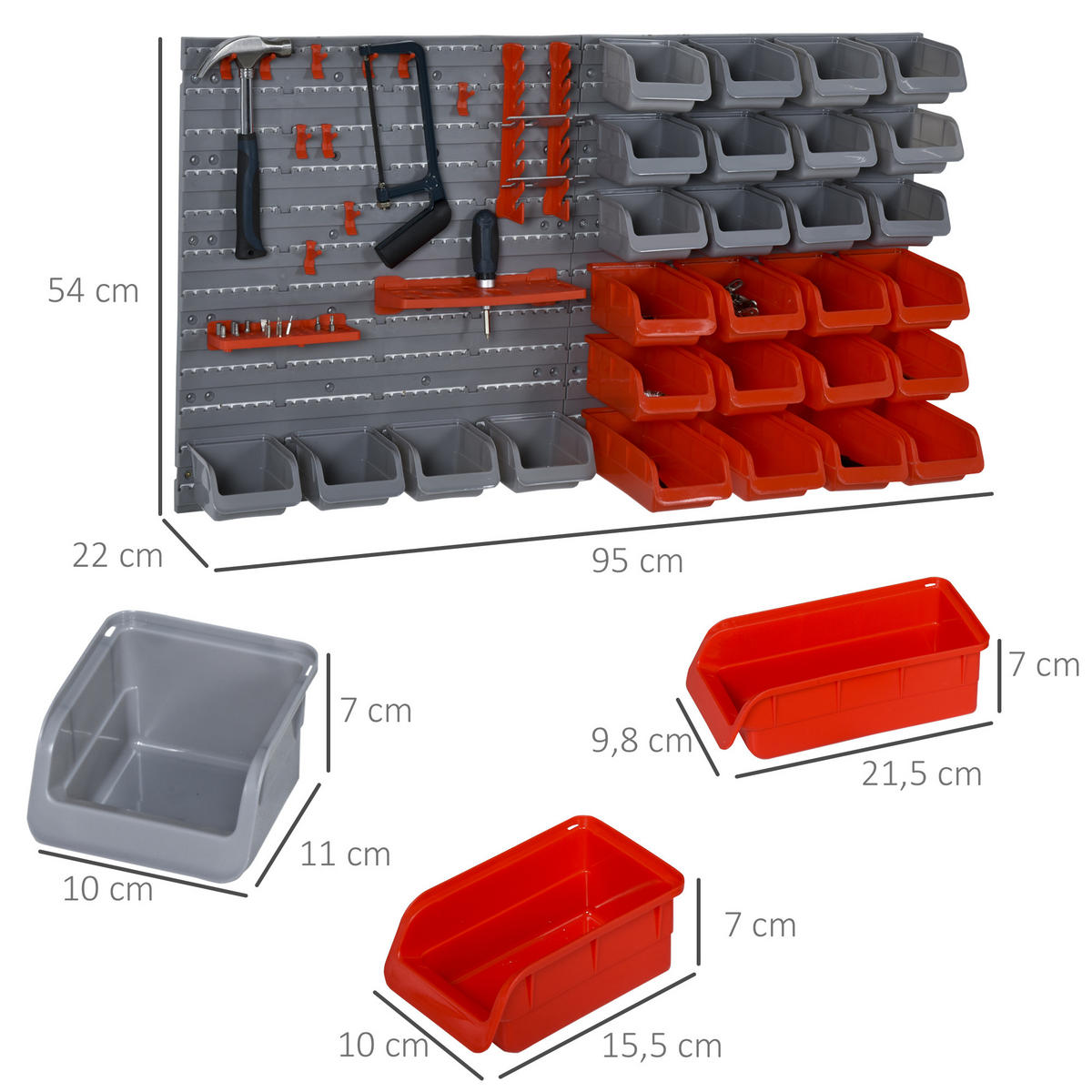 WERKZEUGWAND PP, Rot - Rot, Kunststoff (22/95/54cm) - DURHAND
