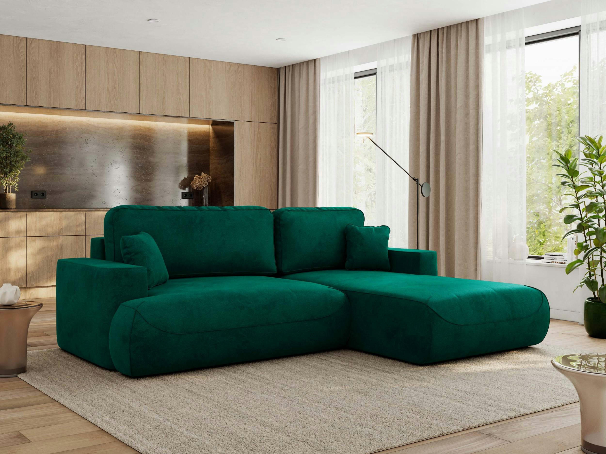 ECKSOFA OVO L Dunkelgrün Velvet - Rechts Seite - Dunkelgrün/Dunkelgrau, Kunststoff/Textil (195/271cm) - MKS