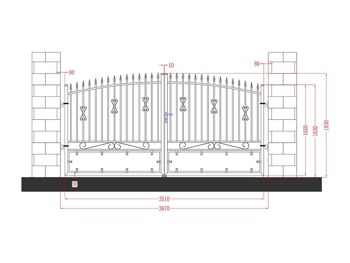 FLÜGELTOR - 351cm x 5cm - Aluminium - schwarz - NERBIS - Schwarz, Metall (351/160cm) - Vente-Unique