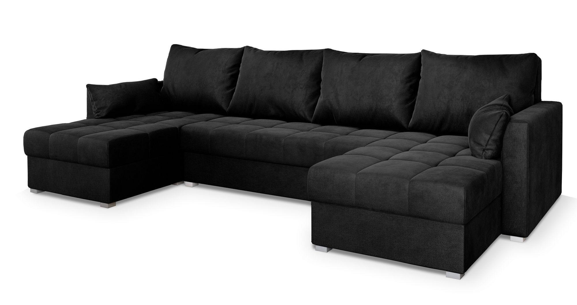 ROHOVÁ SEDAČKA NAKO černá - šedá/černá, dřevo/textil (285/140cm) - MASSENO