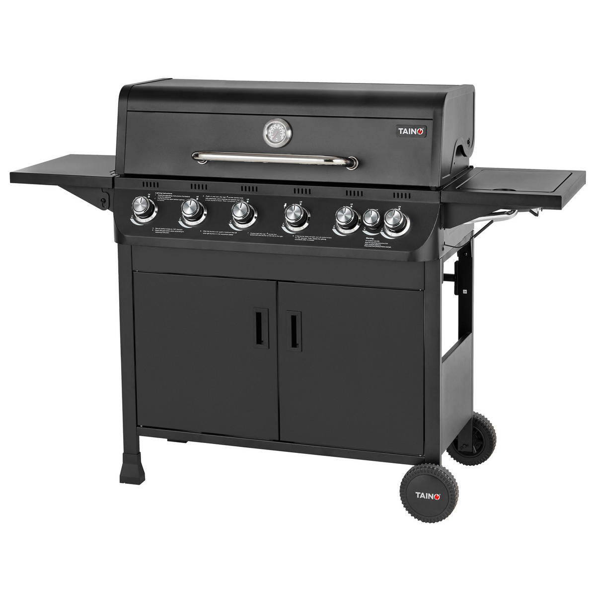 GASGRILL Brando 6+1 6 Brenner mit Seitenkocher - Schwarz, Metall (141/109/52cm)