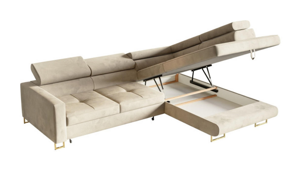 ECKSOFA Schwarz MERY P Ausziehbar Mit Verstellbaren Kopfstützen - Schwarz/Graphitfarben, Textil (250/200cm) - Sepro Meble