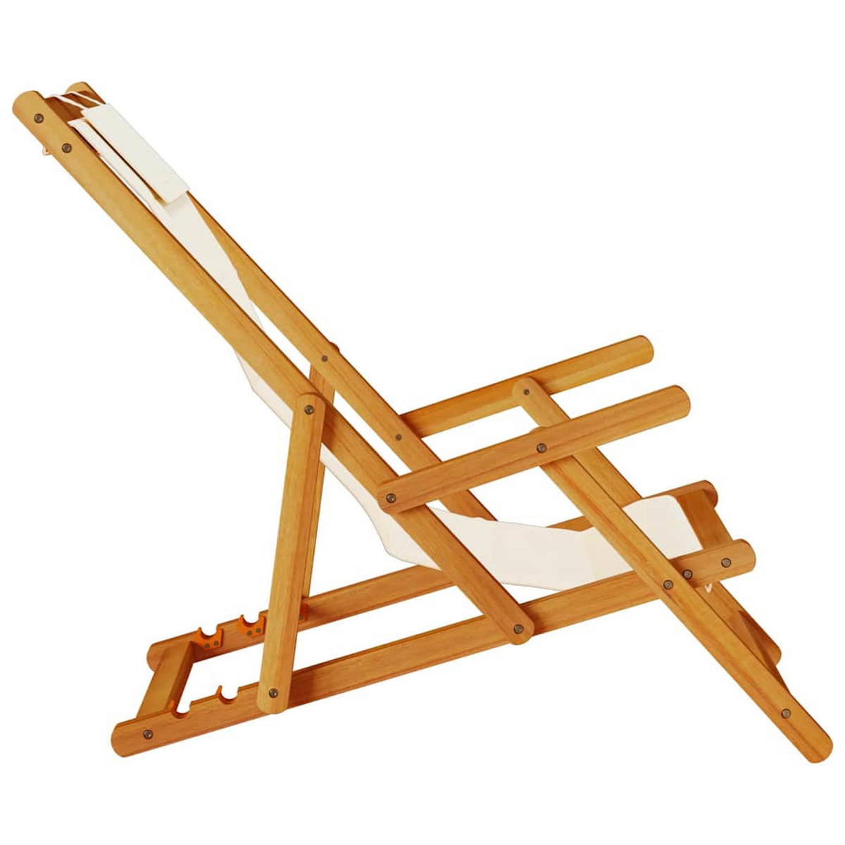 STRANDSTUHL Mit Armlehnen KlaPPbar Creme Akazienholz Textilene - Creme, Holz (110/96/61.5cm) - vidaXL