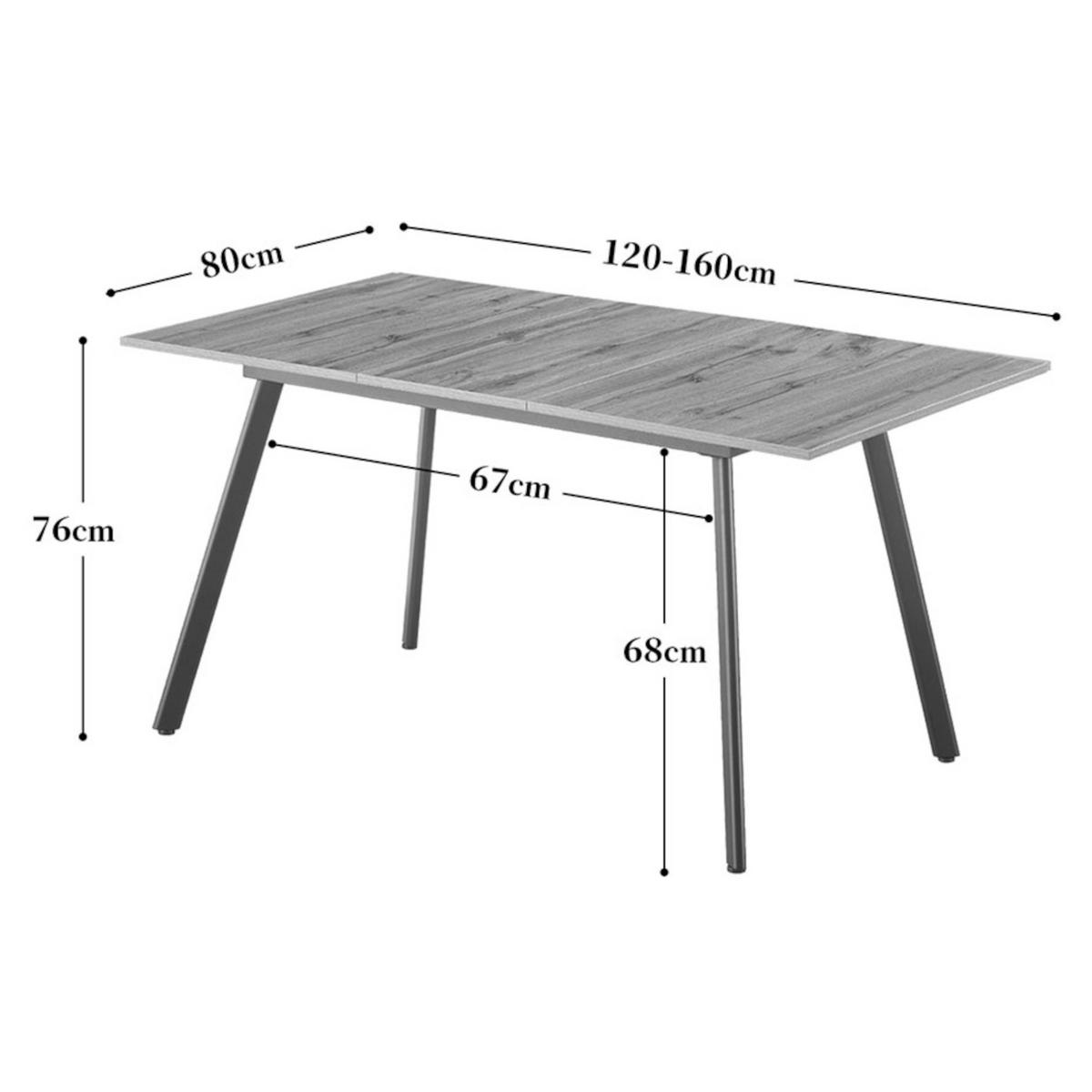 ESSTISCH OSKAR 120-160/80/76 cm Texas-Eiche - Weiß/Braun, Holzwerkstoff/Metall (80/120/76cm) - B&D Home