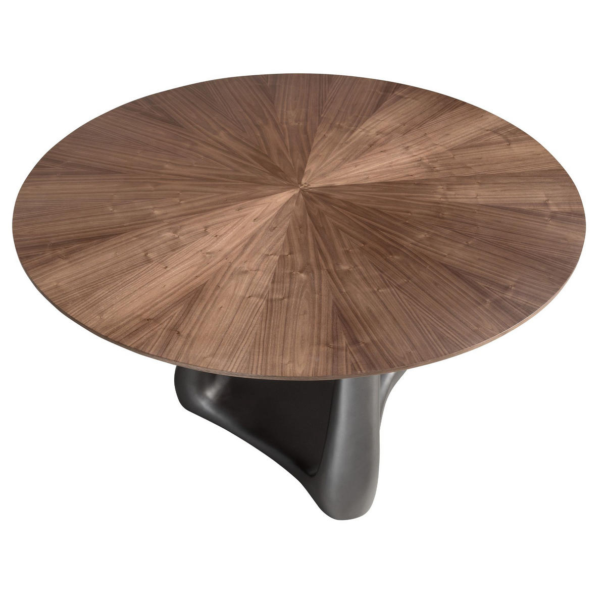 ESSTISCH Runder aus Nussbaum, dunkelgrauem Fiberglas und Metall Ø135/75 cm - Dunkelgrau/Nussbaumfarben, Holz/Naturmaterialen (135/135/75cm) - ANGEL CERDA