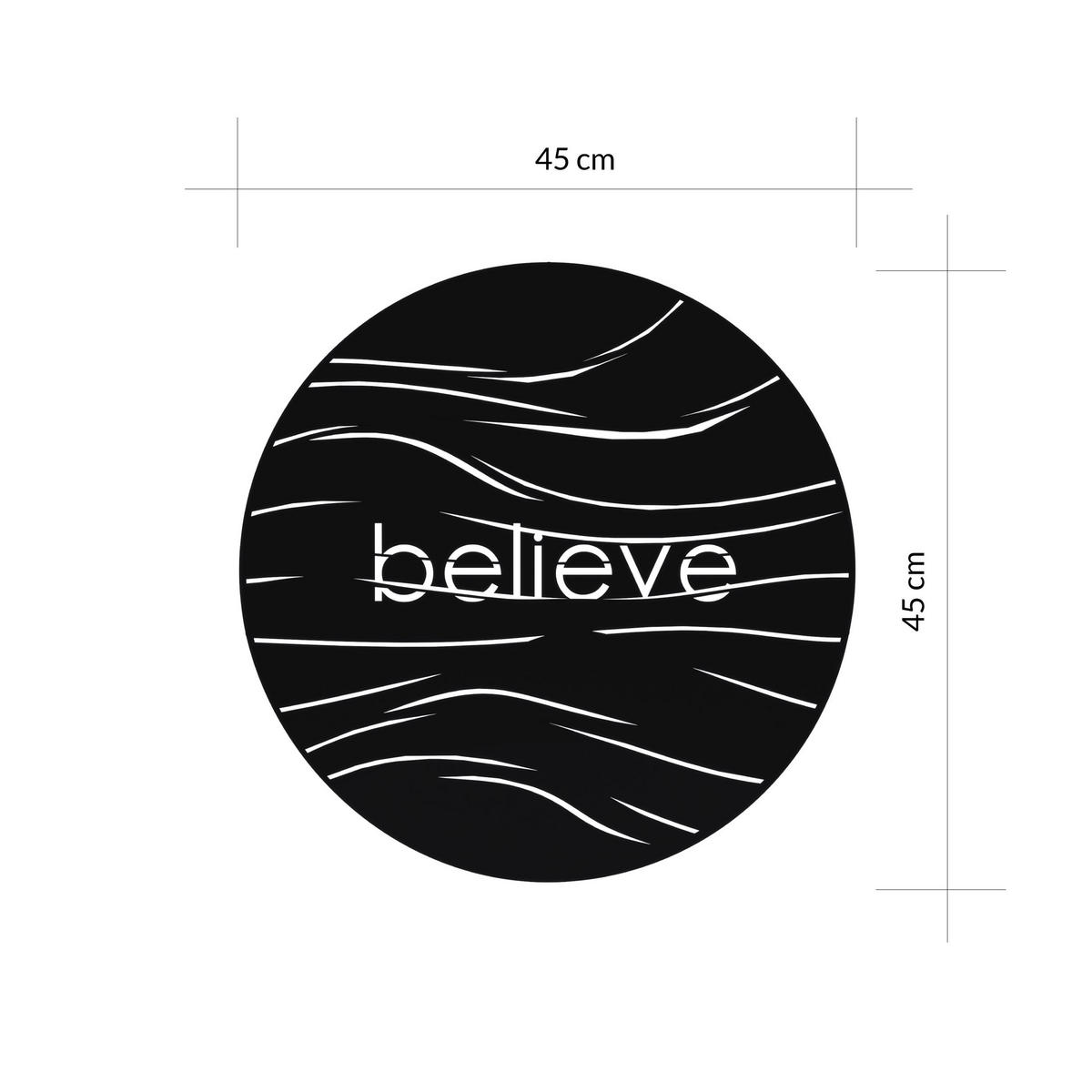 WANDDEKORATION Metall Believe Schwarz 45/1,2/45 cm - Schwarz, Metall (45/45/1.2cm) - Decortie