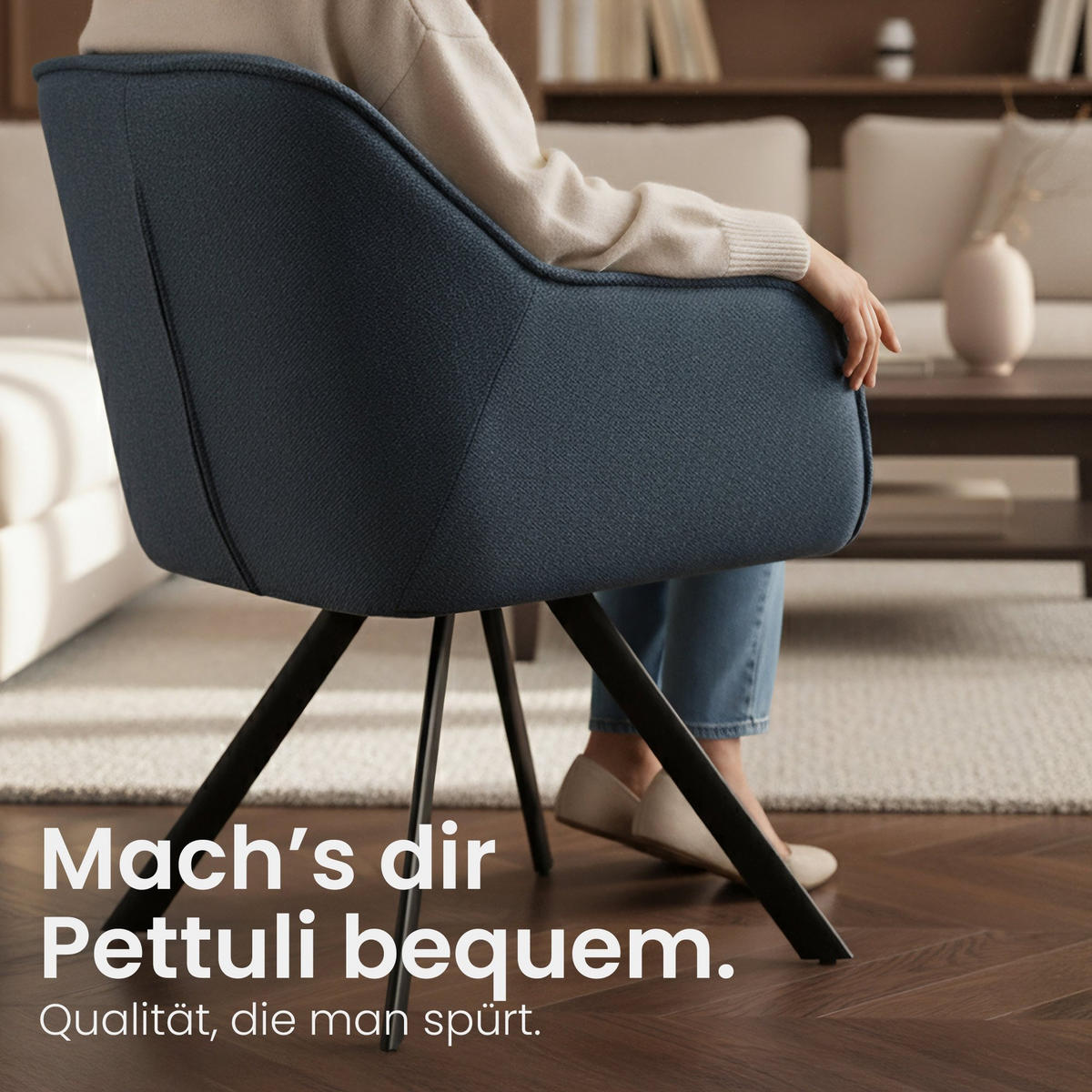 ESSZIMMERSTUHL Stoff Dunkelgrau - Dunkelgrau/Schwarz, Textil/Metall (57/89/64cm) - CLP