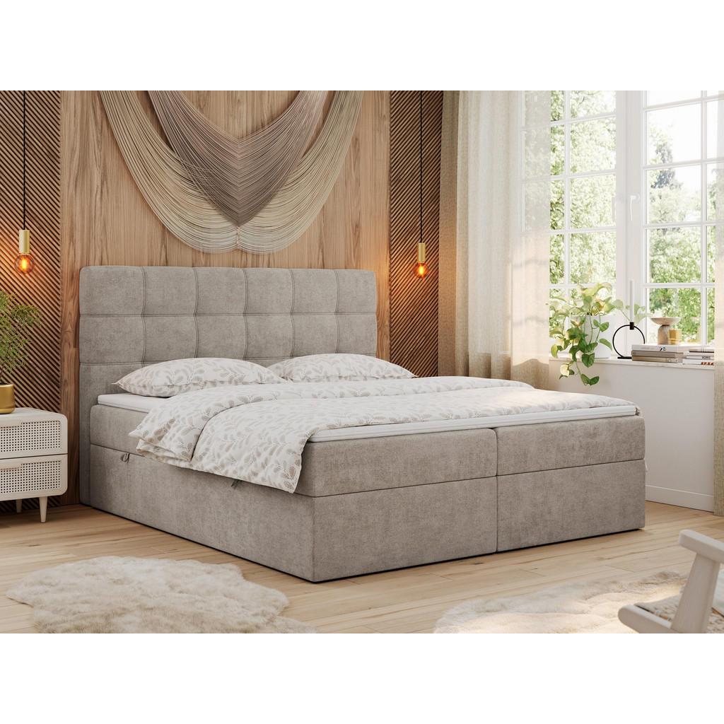 Thumbnail - MKS Boxbett, Beige, Textil, 2-Sitzer, H3, Rechteckig, 120x200 cm, Schlafzimmer, Betten, Boxspringbetten