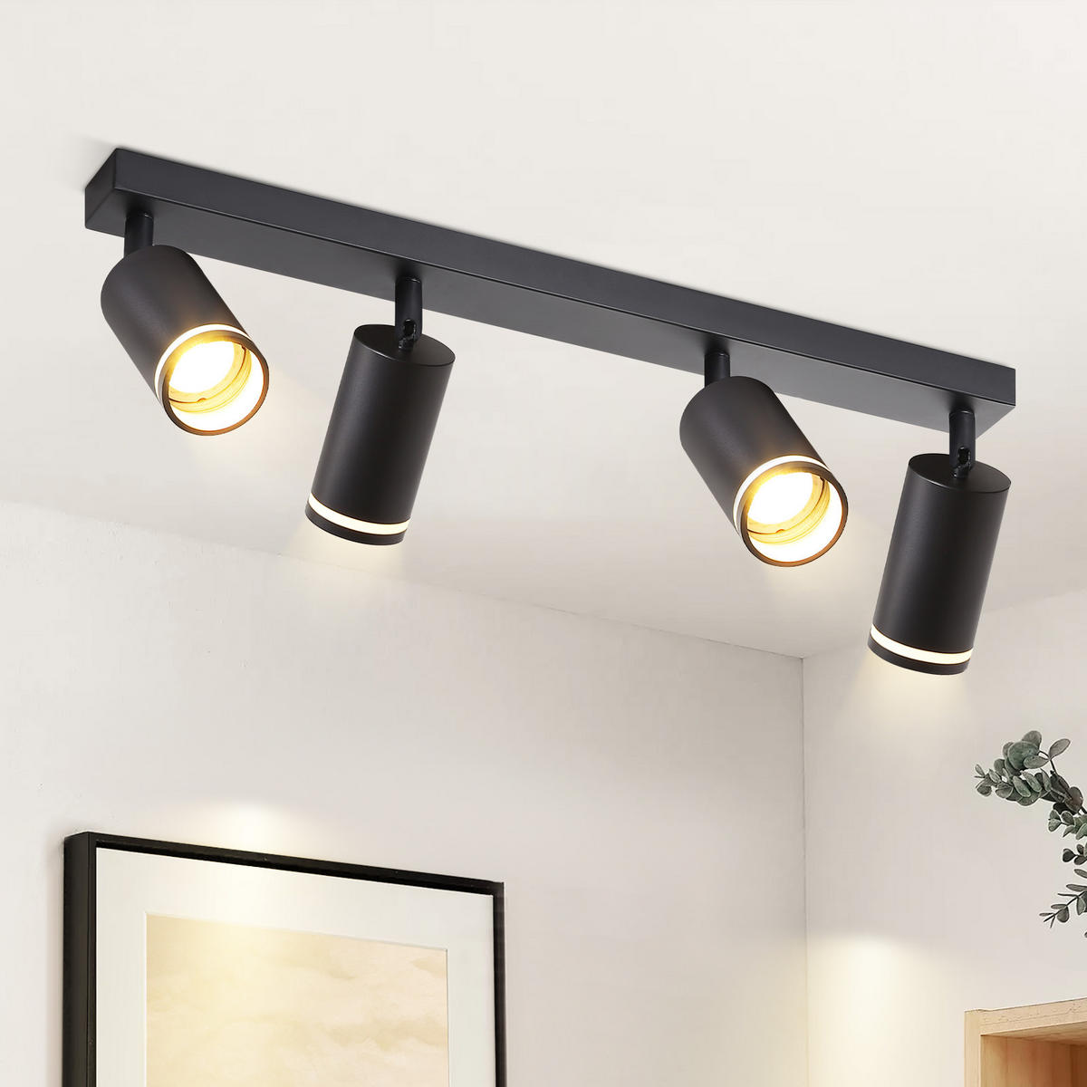 STRAHLER Herne 4-flammig 58/5/17 cm - Schwarz, Metall (58/5/17cm) - Nettlife