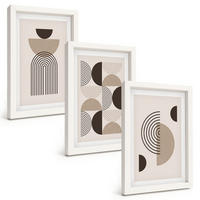 BILDER SET 3er Set - 20x30 cm Weißer Rahmen - Abstrakte Minimalismusmuster - Weiß, Kunststoff (20/30cm) - TULUP
