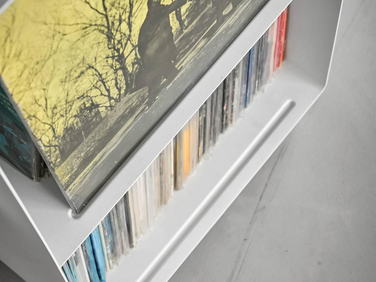 SCHALLPLATTENREGAL Tower weiß 40/73/38 cm - Weiß, Metall (40/74/38cm) - Yamazaki